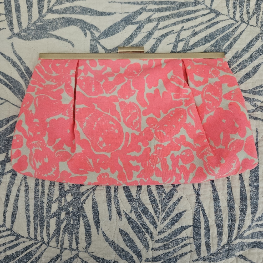 Lilly Pulitzer Cosmo Pink Clutch in Palmello Print Mini Party Favors NWT